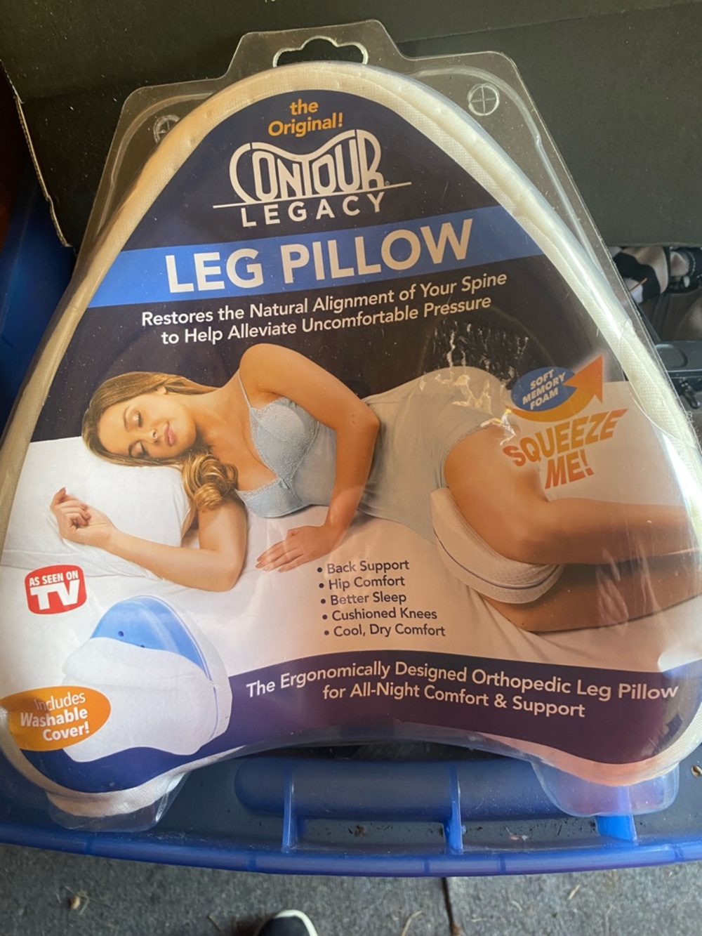 Our Legacy Leg Pillow - White and Blue Orthopedic Knee Support